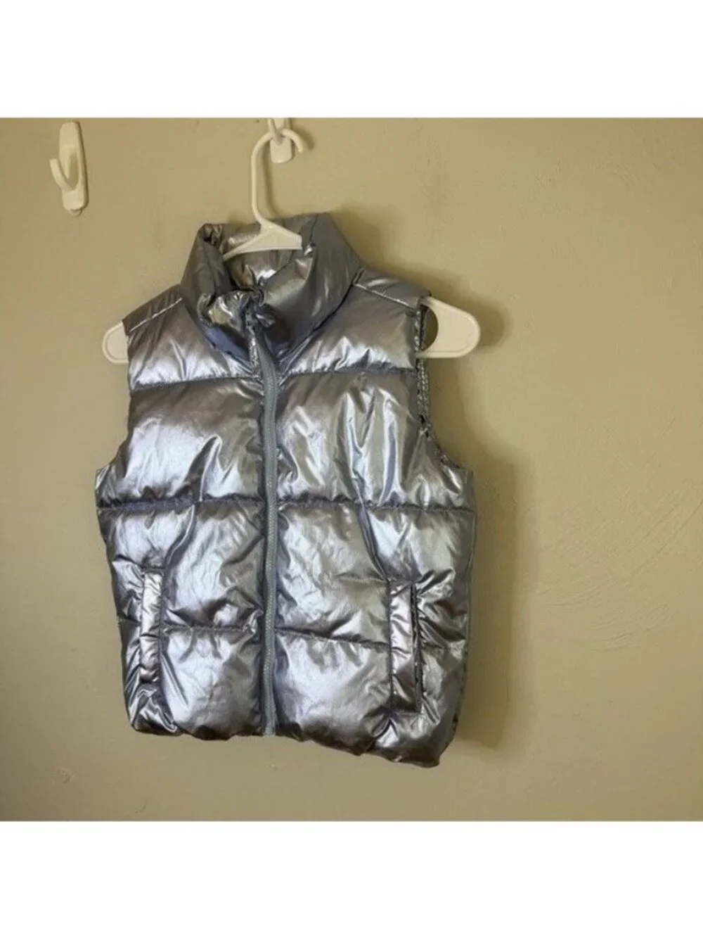 Water Resistant Metallic Blue Puffer Vest Girls M 8 Full Zip Outdoors School
